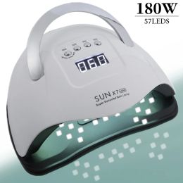 Rests 180w Sun X7 Max Uv Led Lamp Manicure Nail Lamps Nail Dryer for Curing Uv Gel Varnish Nail Tools with Sensor Lcd Display
