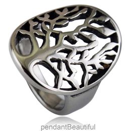 New Jewelry Tree of Life Hollow Titanium Steel Ring STR466