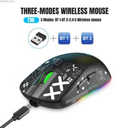 Mice 3-mode Bluetooth gaming mouse charging 2.4G USB wireless RGB backlight mouse suitable for iPad tablet laptop Y240407