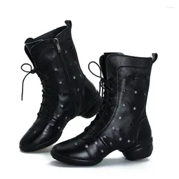 Dance Shoes Soft Soles Leather Boots Women Heighten Modern Square Boot Woman Sports Sneakers