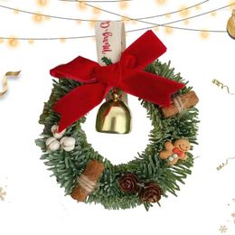 Decorative Flowers Christmas Wreath With Bow Festive Atmospheric Garland Gold Bell Decorations For Doors Walls Window