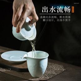 Teaware Sets Chinese Simple Misty Blue Ceramic Tea Brewing Tableware Set Household Cover Teacup Making Device Living Room Suit