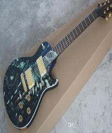 Whole Dragon Pattern Electric Guitar Upside Down Bridge Golden Hardware offering Customised services5525977