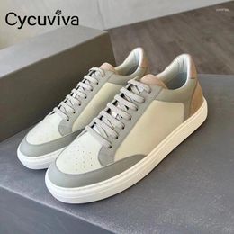 Casual Shoes Lace Up Flat Men Real Leather Sneakers Male Spring Platform Outwear Brand Mules