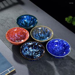 Cups Saucers 100ml Household Ceramic Cup Kiln Change Teacup Master's Tasting Blue Korean Style Water Teahouse Teaware