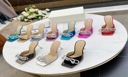 Doppio sandali in cristallo a fila designer Donne di lusso Summer High High Oppresa Sandalo in pelle aperta 6421551