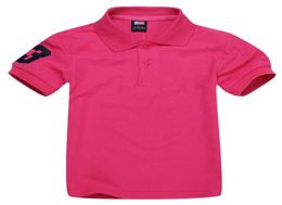 Children Polo t Shirt Kids Lapel Short sleeves Baby Polos Tshirt Boys Tops Clothing Embroidery Tees Girl Cotton Tshirts Rose Red5339801