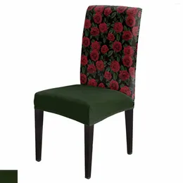 Chair Covers Rose Green Leaves Cover Stretch Elastic Dining Room Slipcover Spandex Case For Office