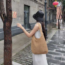 Lady Beach Bags Summer Grass Woven Bag for Women Fashion Handmade Large Capacity Versatile Single Shoulder Leisure