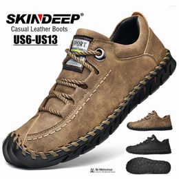 Casual Shoes Skindeep Men's Retro Classic Handmade Breathable Loafers Driving Leather Ankle Boots