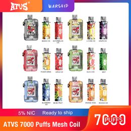 Origina ATVS POD disposable vape 7000PUFFS Disposable VAPE Electronic Cigarette Rechargeable Prefilled 650mah battery 10ml 7K Puff Vapes pod