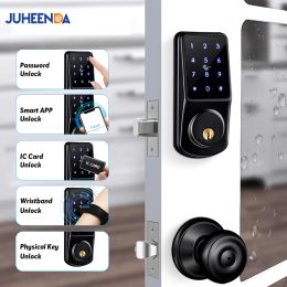 Lock Tuya Wifi APP Remote Control Fingerprint Biometrics Password Card Code Smart Deadbolt Automatic Latch Lock For Home Apartment