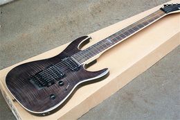 A DoubleRocking 24Item Electric Guitar with TigerGrain Maple VennerTransparent Black BodyFloyd Rose and HH Open Pickupscan b3664796