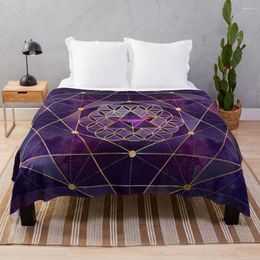 Blankets Merkabah In Flower Of Life - Sacred Geometry Throw Blanket Luxury Designer Camping
