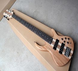 Factory Custom Matte Natural wood Color 5String Electric Bass Guitar with Chrome HardwaresRosewood FingerboarsOffer Customized6264967