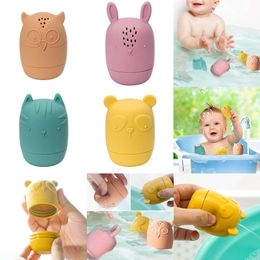 New 4Pcs Bath Cute Cartoon Toddler Water Toys Swim Bathroom Baby Silicone Sprinkler Bathtub Animal Toy Infant Kids Boys
