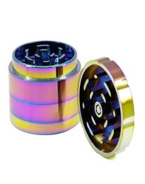 Herb Grinder 50mm diameter chamfer Rainbow Iceblue Colours 4 part Metel Zinc Alloy OEM logo grinder9892189