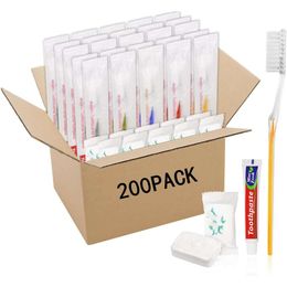 Toothbrushes with Toothpaste Individually Wrapped - Bulk Pack of 50 - Travel Size Toothbrush and Toothpaste Combo for Homeless, Airbnb, Hotel, Guest Use