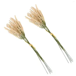 Decorative Flowers 2 Pcs Simulated Ears Wheat Simulation Dry Flower Christmas Decor Bouquet Plastic Stalks Wedding