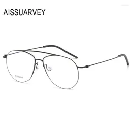 Sunglasses Frames Round Double Bridge Titanium Eyeglasses Men Optical Eyewear Flexible Light Prescription Goggles Brand Designer