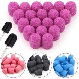 Rests 50pcs Sanding Caps with Rubber Grip 10*15/13*19 Ceramic Nail Drill Bit Manicure Milling Cutters Nail Accessories and Tools