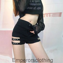 Sexy tight shorts for women in spring/summer 2024 fashionable lace up hollow high waisted leggings elastic buttocks hot pants