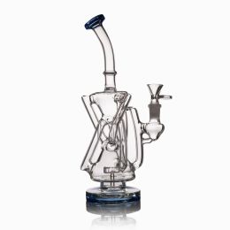 6.6inch Recycler Glass Bong Dab Oil Rigs awesome triple cyclone bubbler heady bongs perc water pipes rig with 14mm bowl quartz banger LL