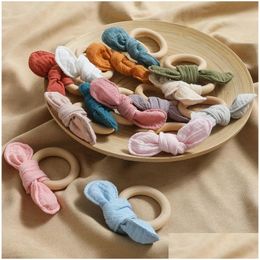 Soothers Teethers Baby Teether Babies Teething Toys Wood Ring Rabbit Ear Nursing Training Cartoon Bunny Products Drop Delivery Kid Dh3Jt