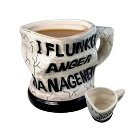 Anger Management Tea Cup Ceramic Coffee Mug Humour Beverage Creative Water Drinking For Wine Milk 240407