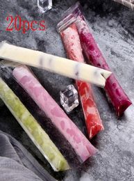 Plastic Popsicle Bags Moulds Ice Mould Pouch with Zip Seals Disposable Self Sealing Ice Frozen Bar Ice Cream Tools IIA2106119869