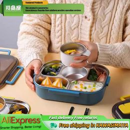 Dinnerware KAWASIMAYA Stainless Steel Lunch Box Children's Compartment Insulated For Elementary And Middle School Students