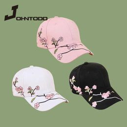 Ball Caps 2021 Summer Fashion Unisex Cotton Outdoor Baseball Hat Plum Embroidered Button Travel Sports for Men and Women Sunhats Adjustable Q240403