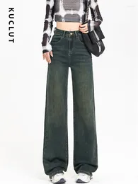 Women's Jeans KUCLUT Chic High Waisted For Women Autumn 2024 Fashion Vintage Loose Wide Leg Casual Full Length Straight Pants