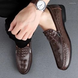 Casual Shoes Men Business Dress Loafers Crocodile Pattern High Quality Slip-on Stylish Formal Male Moccasins Evening