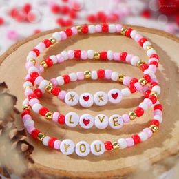 Charm Bracelets YASTYT Valentine Day Jewellery Set Pink Cute Love Letter Beads Handmade Multi-layerd For Couple Gifts