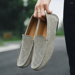 Casual Shoes Summer Men Loafers Luxury Designer Suede Leather Male Flats Soft Light Driving Man Moccasins Mens