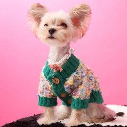 Dog Apparel Puppy Clothes Autumn Winter Pet Sweater Cat Knitted Warm Sweaters With Colorful Polka Dots For Dogs Accessories