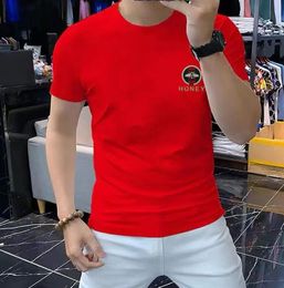 Designer summer Men's casual 3D honey bee hot drill shirt T-shirts red classic simple stlye Sparkling shine Tees tshirt male fashion Pluz size Short Sleeves Top Tees