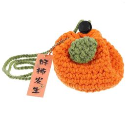 Storage Bags Small Wallet Woven Purse Drawstring Bag Handmade For Shopping Women Crochet Oranges