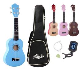 21 Inch Ukulele Hawaii 4 String Guitar Ukelele Beginner Children Kids Gifts Bag Case Electronic Tuner Nylon Strings Pick6437426