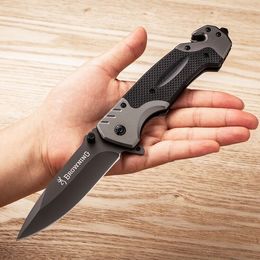 Cold Steel Pocket Knife Folding Black Blade Knife 20cm Camping Knives Steel Handle EZ155