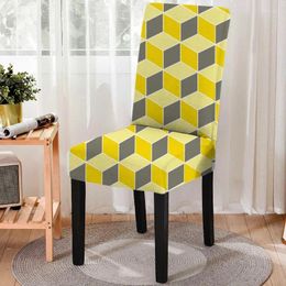 Chair Covers Geometric Print Dining Kitchen Seat Household Spandex Cover Washable Room Decor Accessories