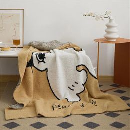 Blankets Cartoon Nordic Fleece Bedroom Decorative Tapestry Knitting Peace Pigeon Pattern Air Condition Office Nap Blanket Sofa Cover