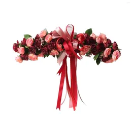 Decorative Flowers Artificial Roses Simulation Arch Floral Silk Cloth Rose Flag Chair Back Flower Spring Summer Wedding Party Home Decor