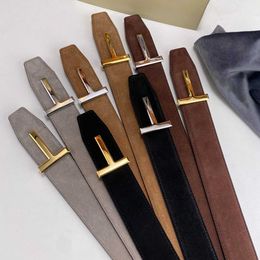 Belts New Fashion Top Luxury Designer Brand Brass T-buckle Mens High Quality Genuine Leather Jeans Belt Business GreyC420407