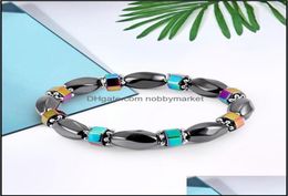 Beaded Strands Bracelets Jewelry Rainbow Magnetic Hematite Bracelet For Women Power Healthy Black Gallstone Beads Chains Bangle M7940580