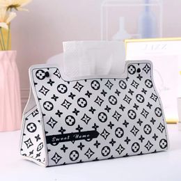 Houndstooth Leather Tissue Box Home Living Room Light Luxury Tissue Tissue Box Tissue Box High-End Nordic Wholesale