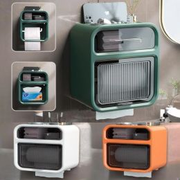 Holders PunchFree Toilet Paper Holder Waterproof Tissue Storage Box Multifunctional Roll Paper Shelf Bathroom Accessories