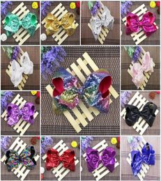 Girls Sequin Hair Bows With Clips For Kids Handmade Large Bling Rainbow Sequin Bows Hairgrips Hair Accessories5341202