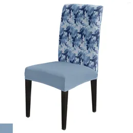 Chair Covers Military Blue Camouflage Dining Spandex Stretch Seat Cover For Wedding Kitchen Banquet Party Case